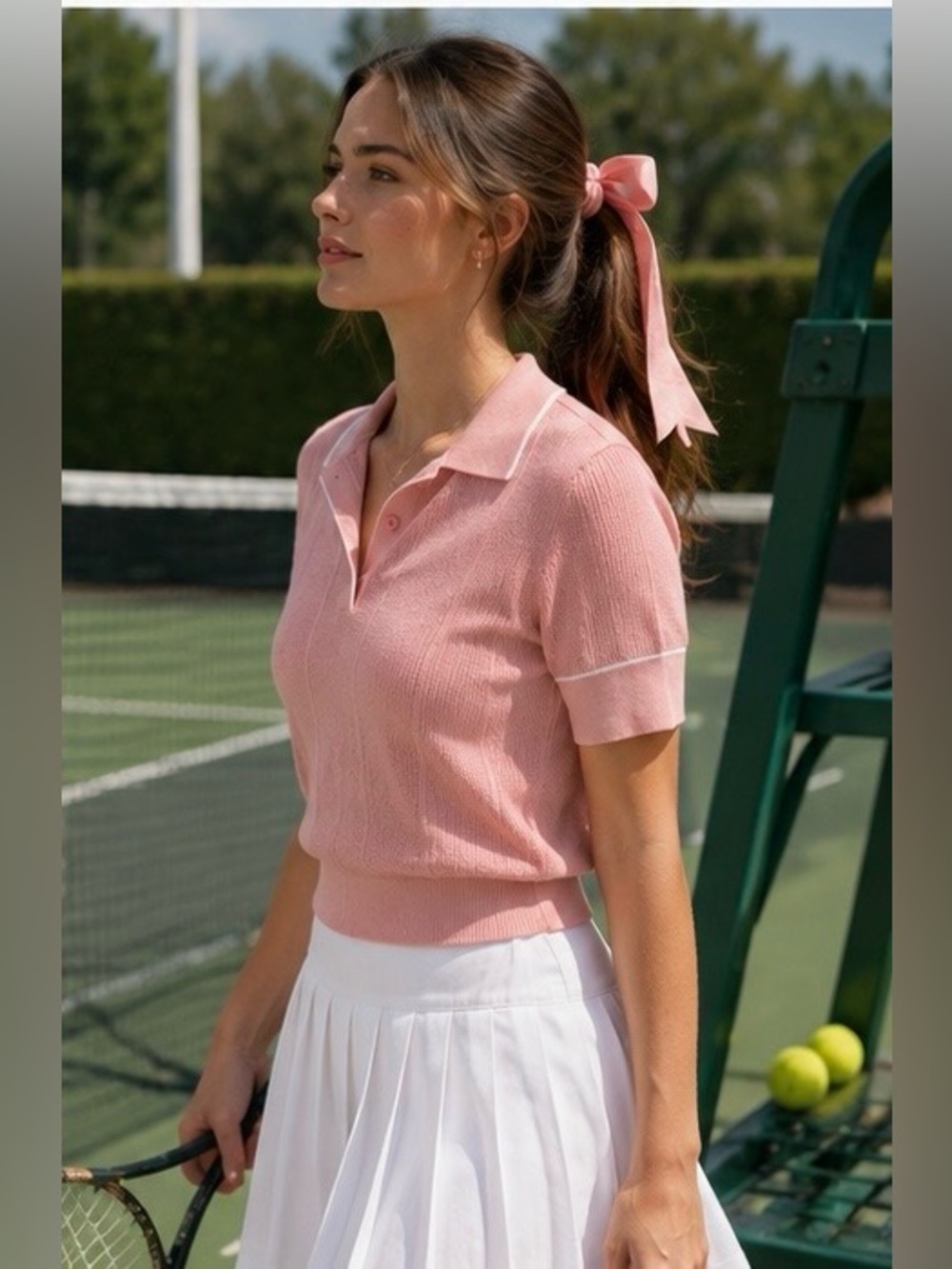 Wilson Pink Open-Knit Polo Sweater
Size Medium